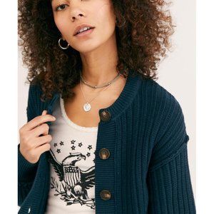 Free People All Yours Cardigan Cardi Sweater Blue